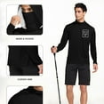 thumbnail image 5 of FAVIPT Sun Protection Shirts for Men with Hoodie Printing Long Sleeve Shirts Lightweight Rash Guard Shirts Outdoor Hiking UPF 50+ Outwear with Mask Black,XXL, 5 of 7