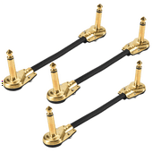 Guitar Patch Cable Effect Pedal Patch Cords 1/4-Inch Right Angle Low Profile Pancake Design for Effect Pedals 3 Pack