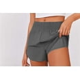 thumbnail image 2 of Pinspark Women's High Waisted Running Shorts Mesh Liner Athletic Shorts Quick Dry Gym Workout Shorts with Zip Pocket, 2 of 7
