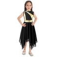 thumbnail image 3 of YONGHS Girls Praise Lyrical Dance Dress Sleeveless Asymmetrical Liturgical Worship Dancewear Performance Costume Black 10, 3 of 7