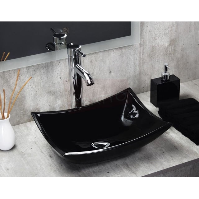 Kit Stylo Esatto® Paquete de Lavabo Negro Llave y Desagües LAVABO PARA BAÑO