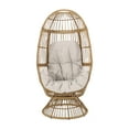 thumbnail image 2 of Brown Cushioned Swivel Egg Chair. Relaxation. Weave. Water- Upholstery. 30.14"w X 28.42"d 59.65"h. Handmade Details. Assembly Required Outdoor Chair With Cushion - Brown. Basket Shape Comfort., 2 of 5