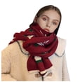 thumbnail image 3 of LEKODE Adult Festive Winter Knit Neck Wrap, Classic Cold‑Weather Scarf for Holiday Gatherings and Everyday Fall‑Winter Outfits D Watermelon Red One Size, 3 of 9