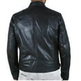 thumbnail image 5 of hopeusince Men's Brown Genuine Leather Slim Fit Biker Style Jacket with Zip Pockets Black L, 5 of 5
