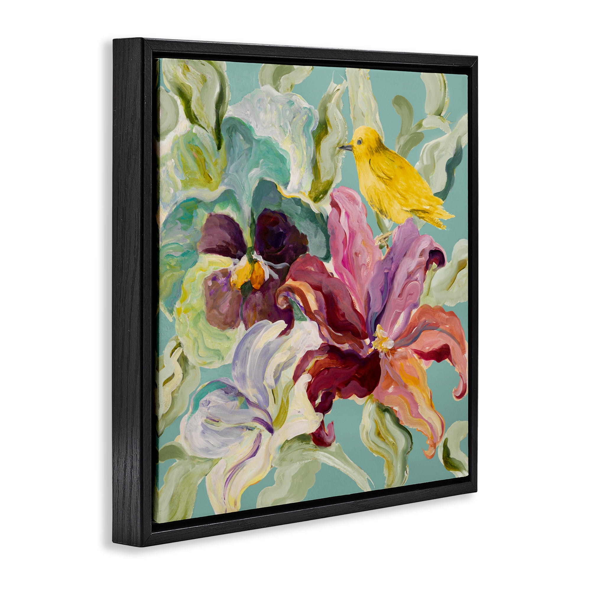Stupell Industries Lyrical Garden Canary Black Framed Floater Canvas Wall Art, design by Lanie Loreth