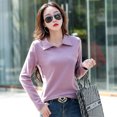 thumbnail image 1 of Otoño e invierno nueva camiseta de manga larga camisa de solapa para mujer Camisa de fondo de primavera y otoño ropa de abrigo de moda camiseta, 1 of 5