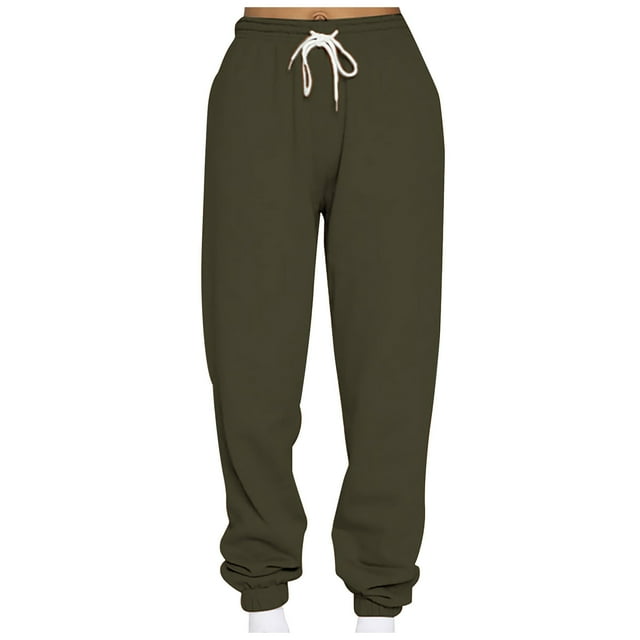 Yuyuzo Womens Jogging Sweatpants Elastic Drawstring Waist Loose Fit Solid Color Workout Gym Pants Trackpants