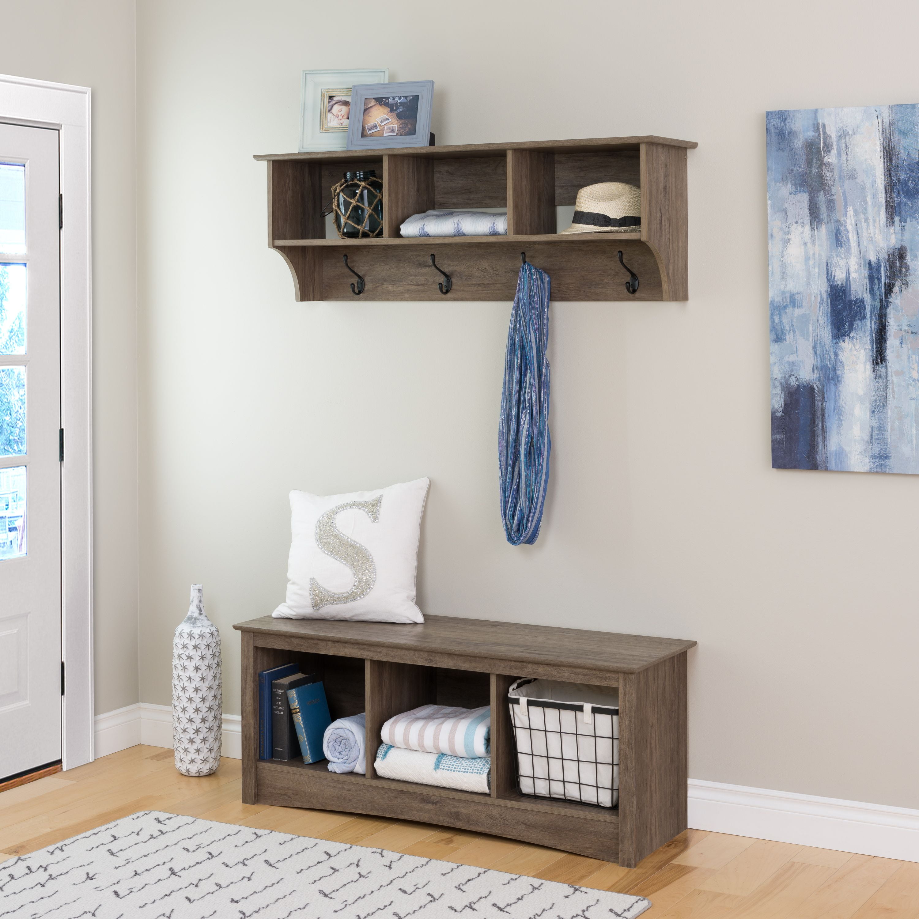 Free Shipping Prepac 48 Wide Hanging Entryway Shelf Drifted Gray Walmart