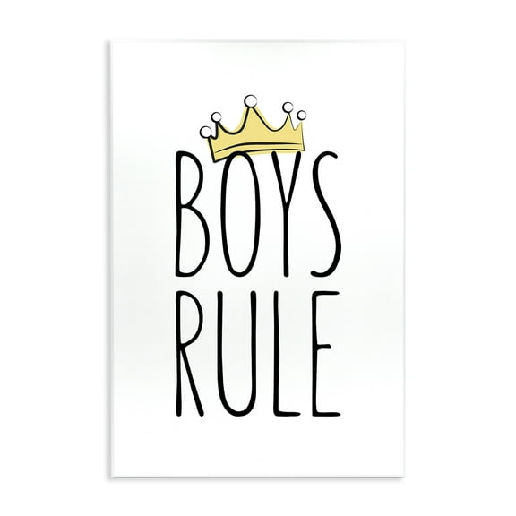 Stupell Industries Boys Rule with Crown Text & Numbers Painting Unframed Art Print Wall Art, 10 x 15