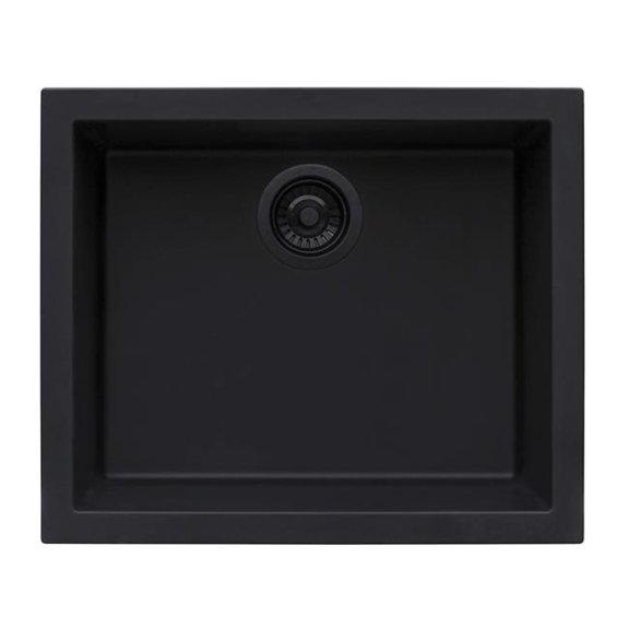 Ruvati RVG2023BK 23 x 17 in. Granite Composite Undermount Single Bowl Kitchen Sink, Midnight Black