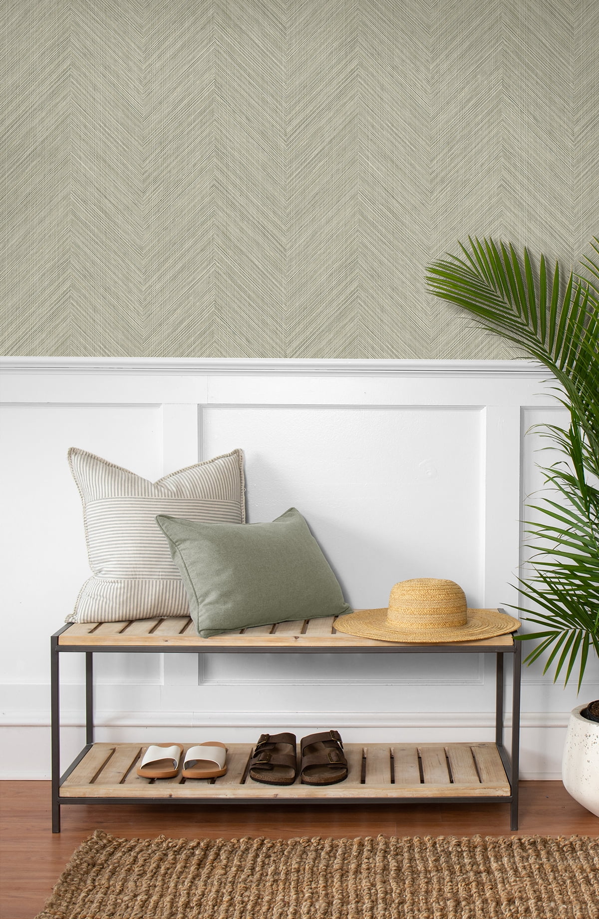 NextWall Neutral Chevron Stripe Peel and Stick Wallpaper