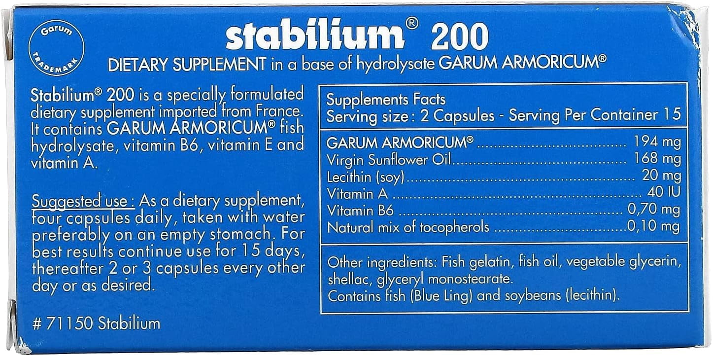 Nutricology Stabilium 200 - Natural Sleep Aids for Adults, Stress Relief Supplements, Sleep Support, Fish Oil, Vitamin A, Vitamin B6, Sleeping Pills - 30 Count
