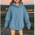 thumbnail image 2 of LTTVQM Hoodies For Girls Cute Oversized Fleece Sweatshirts Cute Drop Shoulder Hooded Pullover Tops Fall Winter Outfits Light Blue 3-14 Years, 2 of 6