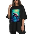 thumbnail image 4 of Plus Size Shirt for Women Black Tops for Women Short Sleeves Shirt for Women Turtle T Shirt Crewneck Shirt for Women XL, 4 of 5