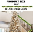 thumbnail image 2 of 14.8 FT Artificial Christmas Garland, 50 Pre-Lit LED Mini String Lights Battery Operated, Xmas Garland for Home Stair Railing Indoor Wedding Party Christmas Decorations (Warm White), 2 of 7