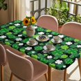 thumbnail image 3 of St Patricks Day Table Cloths for 4 Foot Rectangle Tables, Spring Country Green Shamrock Plaid Patio Waterproof Elastic Fitted Tablecloths, Washable Rectangular Table Cover for Camping, 3 of 8