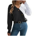 thumbnail image 2 of Buigttklop Women Long Sleeve V Neck Button Down Sweater Solid Color Ribbed Knit Sweater Casual Relaxed Fit Pullover Jumper, 2 of 6