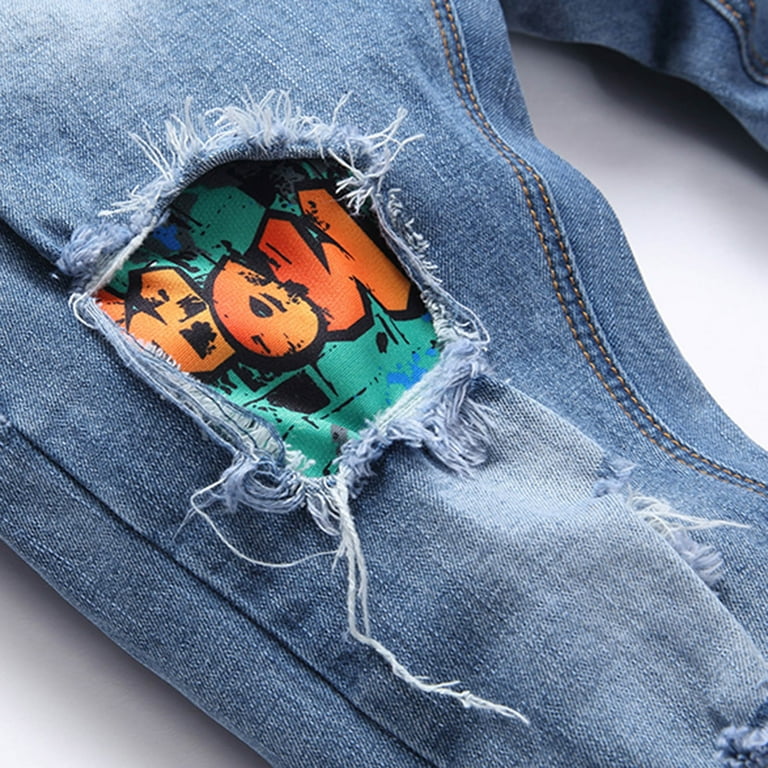 Gvdentm Baggy Jeans Teen Boys Boy's Skinny Fit Ripped Destroyed