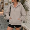 thumbnail image 2 of SUNBS Drawstring Half Zip Hoodies for Women Fall Oversized Casual Sweatshirts with Kangaroo Pocket, 2 of 9