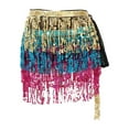 thumbnail image 3 of Felirenzacia Women's Rainbow Belly Dance Hip Scarf, Dense Sequin and Bead Skirt Wrap Dance Costume, Yellow,Free Size, 3 of 3