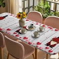 thumbnail image 3 of Red Gnomes Valentine's Day Table Cloths for 8 Foot Rectangle Tables, Love Heart Roses Vintage Patio Waterproof Elastic Fitted Tablecloths, Washable Rectangular Table Cover for Camping, 3 of 8
