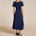thumbnail image 4 of CIENVNSTG Summer Dresses For Women V Neck Flutter Sleeve Chiffon Midi Dress Wrap Waist Sundress Elegant Outfit for Wedding Guest Blue L, 4 of 5