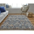 thumbnail image 3 of 5' X 8' Blue Orange And Ivory Floral Power Loom Area Rug With Fringe, 3 of 8
