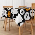 thumbnail image 4 of Duangreer Halloween Rectangle Tablecloth, Orange Pumpkin White Ghost Print, Waterproof Wrinkle Resistant Table Cover for Party Picnic Indoor Outdoor Decor, 60 x 84 Inch, 4 of 6