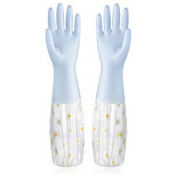 1 Pair, Long Sleeve Rubber Gloves, Reusable Dishwashing Gloves, Kitchen Oven Pet Cleaning Gloves
