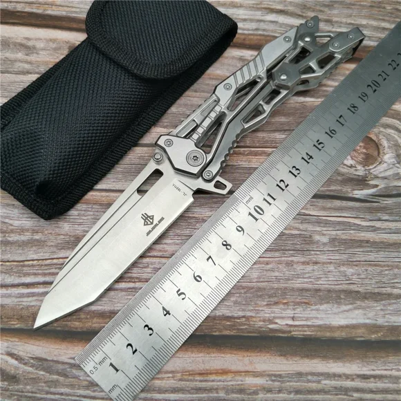Cool Silver Folding Knife, Perfect Shape, Stainless Steel, Strong, Durable, Camping, Barbecue, Mountaineering Lifesaving Knife