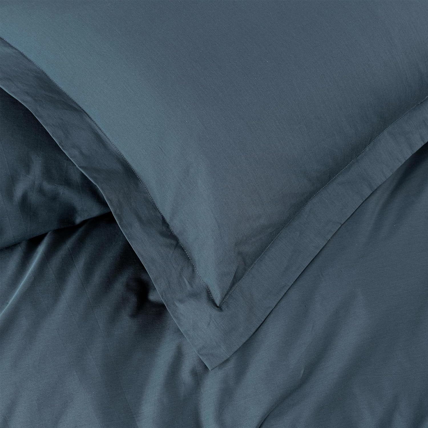 Chezmoi Collection Solid China Blue 100% Cotton Duvet Cover Set Queen Size, 3-Piece Luxury Soft Breathable Smooth Cooling 250TC Cotton Twill Comforter Cover with Button Closure