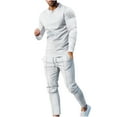 thumbnail image 3 of Men's Tracksuit 2 Piece Outfit Long Sleeve Hoodie Sweatshirt & Jogger Pants Winter Solid Hooded Sweatsuits Sets, 3 of 5