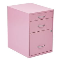 OSP Home Furnishings 22" Pencil, Box, Storage File Cabinet in Pink Finish