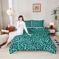 thumbnail image 4 of Feelyou Cheetah Leopard Print Full Size Comforter Sets, Blue Bling Art Bedding Comforter Set, Chic Polka Dot Abstract Reversible Bedding Sets, Breathable Home Decor, 3pcs, 4 of 8