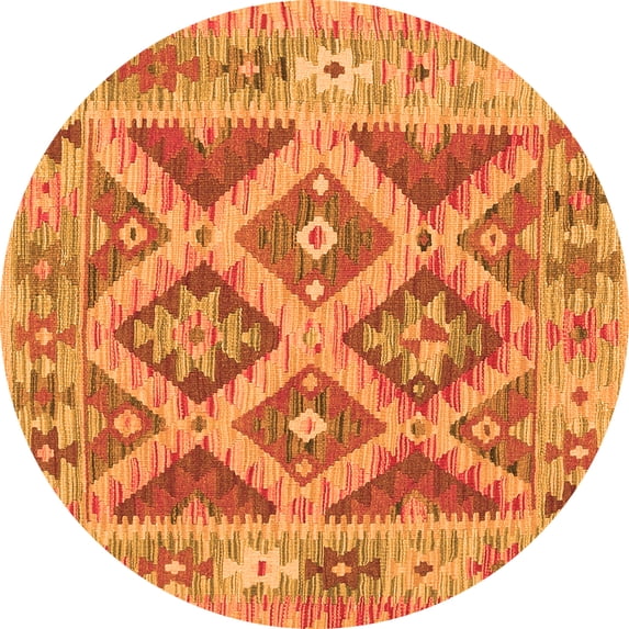 Ahgly Company Indoor Round Abstract Orange Contemporary Area Rugs, 6' Round