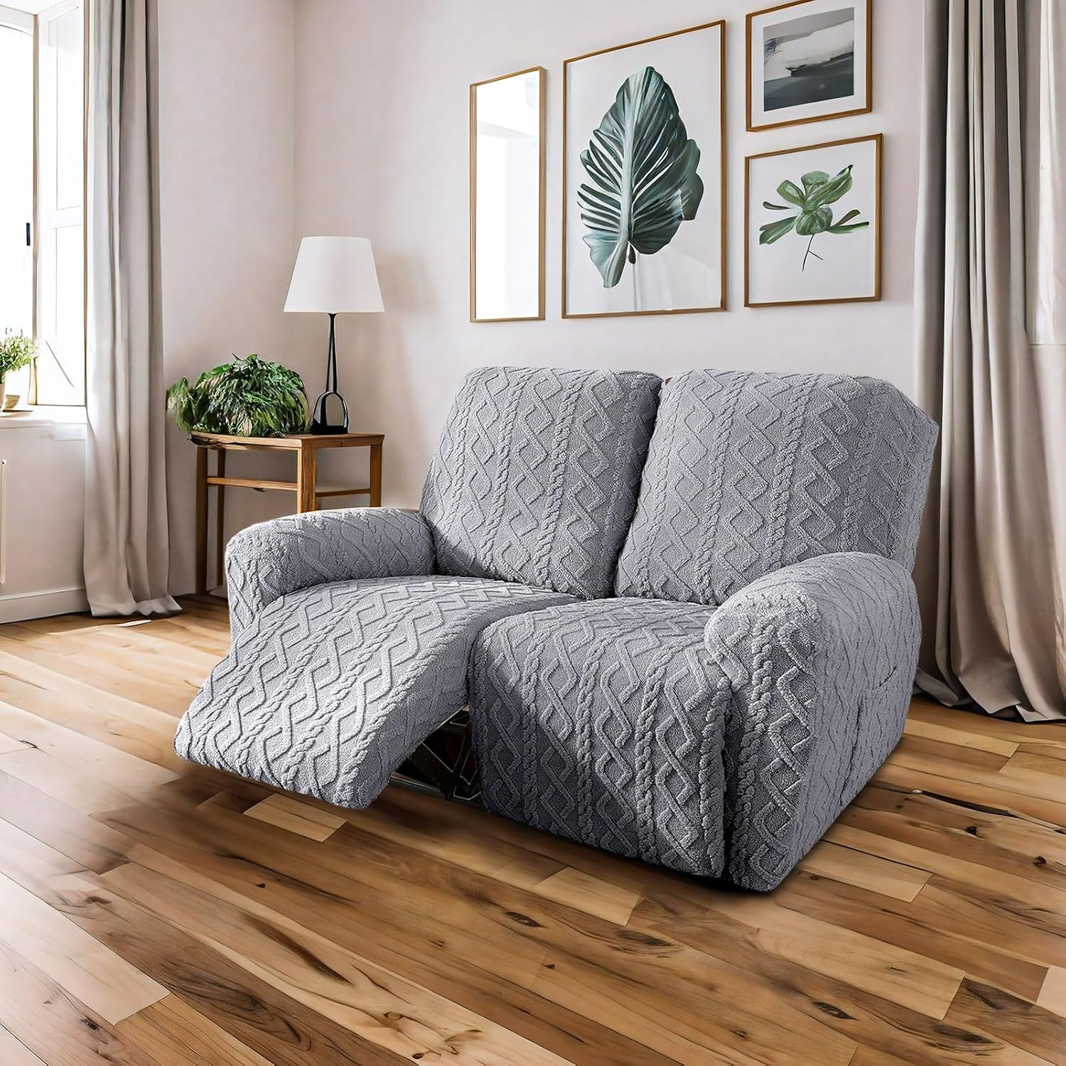 Solennerer Recliner Chair Covers 4-Pieces Reclining Chair Slipcovers with Pocket& Elastic Bottom, Soft Feel Fitted Lazy Boy Sofa Couch Cover Washable, Stretch Recliner Furniture Protector