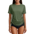 thumbnail image 3 of Tqcoqu Women's Short Sleeve Rash Guard Shirts UV Protection Swim Shirts Lightweight Adjustable Tie Swimwear,Army Green,Women's S-XXL, 3 of 10