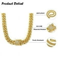 thumbnail image 3 of Cuban Link Chain Miami Cuban Necklace Gold/Silver Plated Diamond Cut Stainless Steel Chain for Men Women 13mm Iced Out Hip Hop Jewelry, 3 of 10
