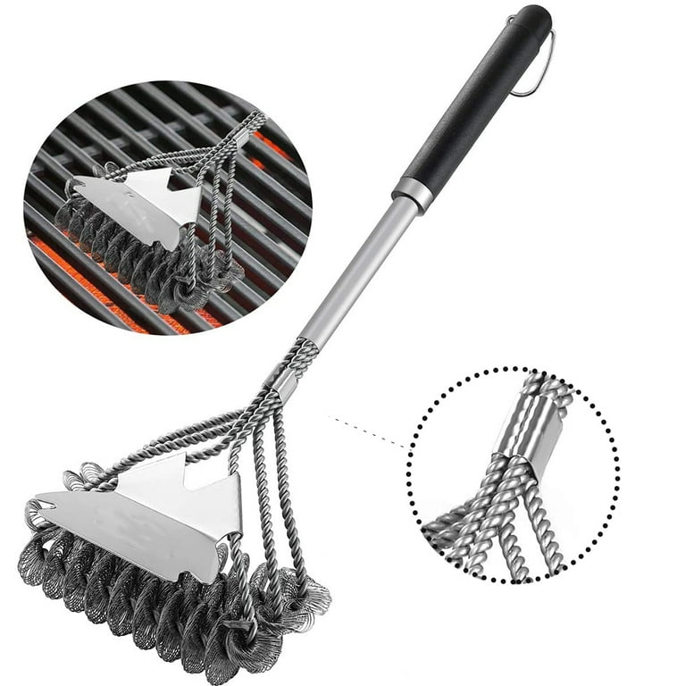 Jelly Comb Grill Brush Bristle Free & Scraper Safe BBQ Cleaning Brush with  Wide Scraper 16.5 Inch Stainless Steel Barbecue Cleaner with Long Handle  for All Grill Type 