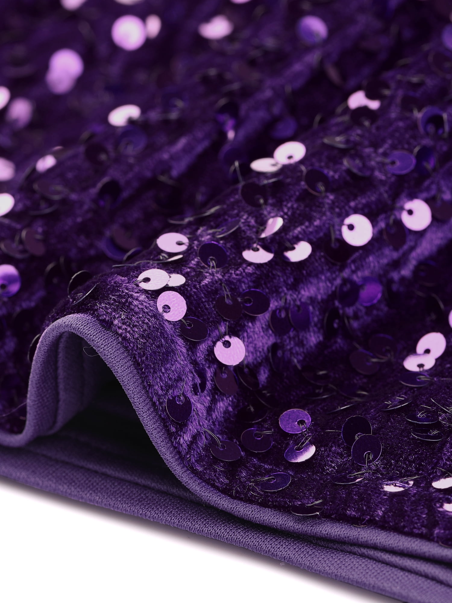 DARING DIVA Sequin Skirt for Women's High Waist Stretchy Velvet Bodycon XS Purple