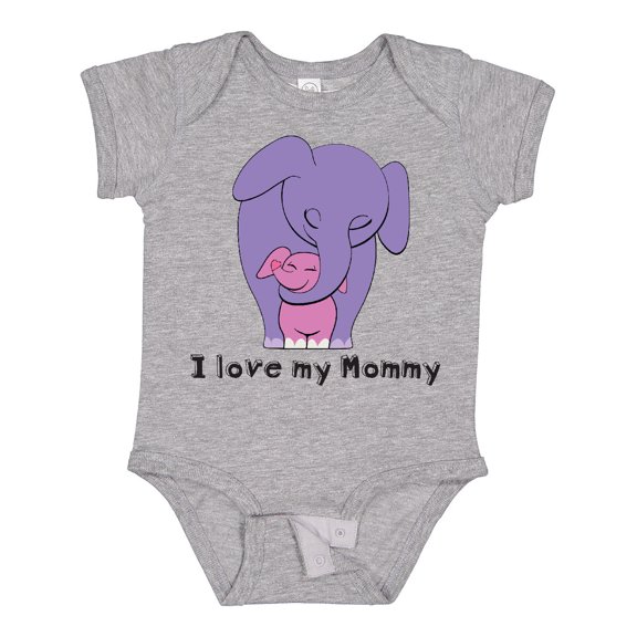 Inktastic I Love My Mommy Elephant Purple Pink Girls Baby Bodysuit