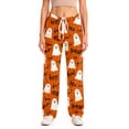 thumbnail image 4 of Womens Halloween Pajama Pants Casual Drawstring High Waist Pjs Pumpkin Print Graphic Straight Leg Loungewear Bottoms, 4 of 6