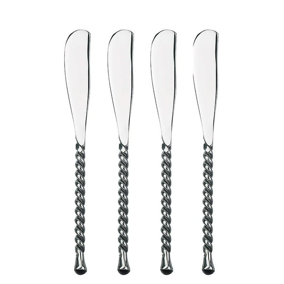 Gourmet Settings Ensemble de Couteaux 4 Pcs-Collection de Déchirures Argentées Épandeurs en Acier Inoxydable Poli/mat Couteaux à Fromage et Beurre Lavables au Lave-Vaisselle