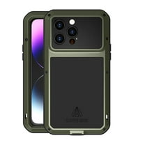 Mantto iPhone 14 Pro Max Metal Bumper Silicone Case iPhone 14 Pro Max Case Built-in Screen Protector Gorilla Glass Hybrid Military Shockproof Heavy Duty Rugged for iPhone 14 Pro Max 2022, Green