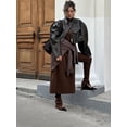 thumbnail image 2 of Jaekct cálido de piel sintética Lisa Vintage para mujer, abrigo corto holgado de manga larga a la moda para bicicleta y Motor, novedad de otoño 2024 para oficina y uso diario, 2 of 5