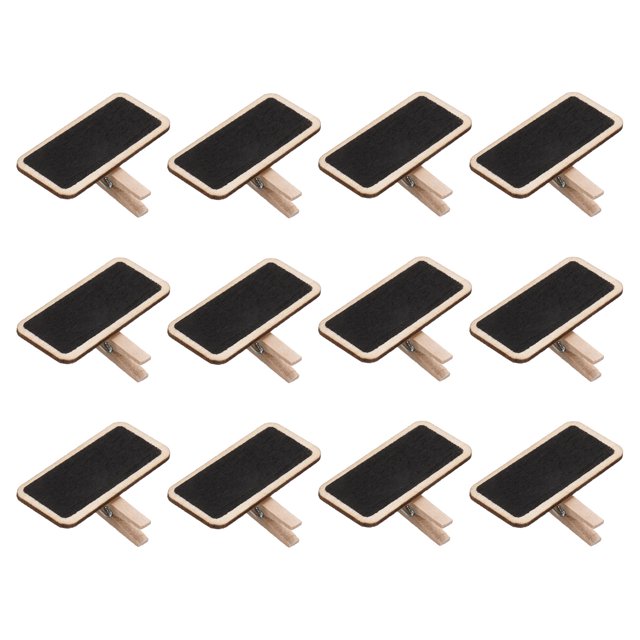 Unique Bargains Mini Chalkboard Signs Small Blackboard Labels with Clip Wooden, Wood Color 30pcs