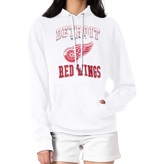Women's G-III 4Her by Carl Banks White Detroit Red Wings Team Logo Tri-Blend Fleece Pullover Hoodie