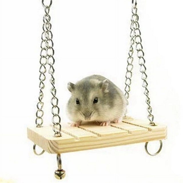 Juguete de columpio de madera para hámster, columpio de jaula para animales pequeños para rata enana, ratón, jerbo, chinchilla, conejillo de indias