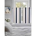 thumbnail image 4 of Kitchen Curtains 54 Inches length, Beige Navy Blue Striped Window Treatment Curtain Drapes, Farmhouse Stripe Art Thermal Insulated Drapes for Basement Hotel RV, 42"x54", 2 Panels, 4 of 7
