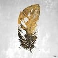 thumbnail image 3 of Pinto, Patricia 12x12 Black Modern Framed Museum Art Print Titled - Gold Watercolor Feather I, 3 of 5